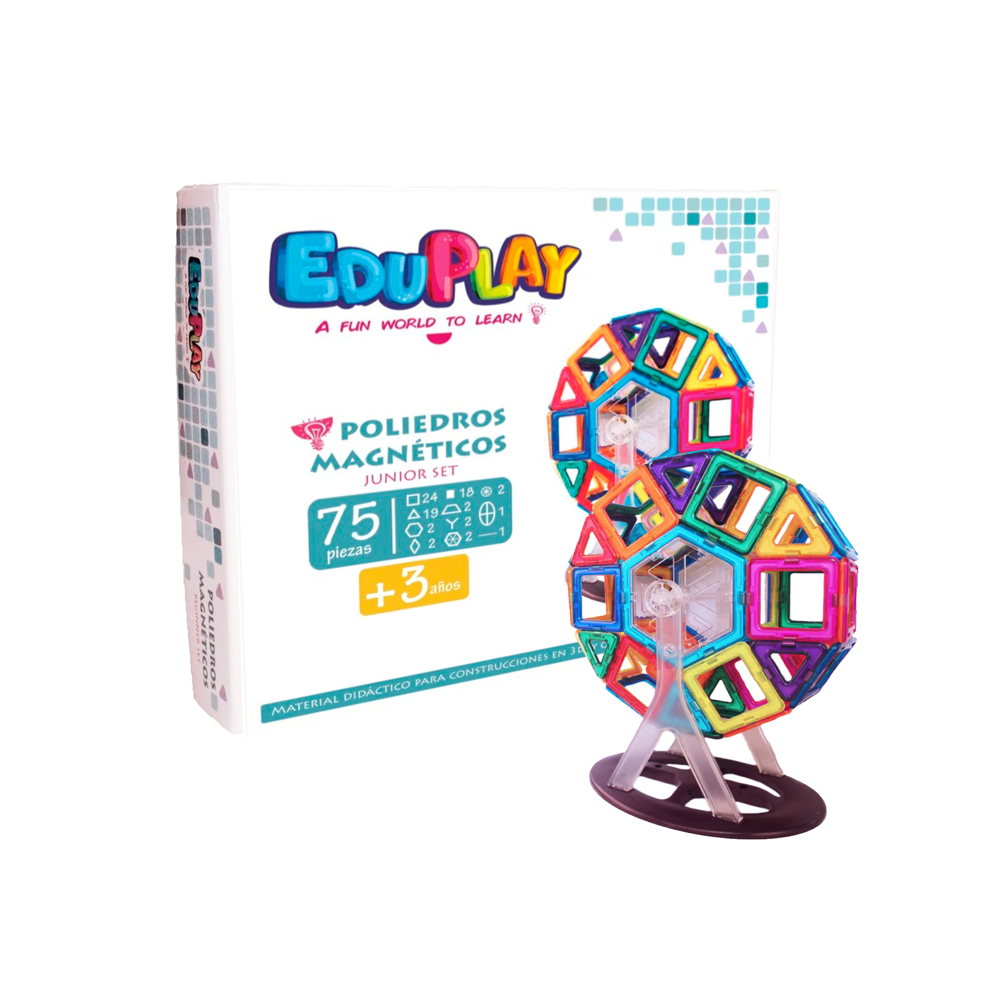POLIEDROS MAGNÉTICOS SET DE EXTENSIÓN DE 62 PIEZAS EDUPLAY