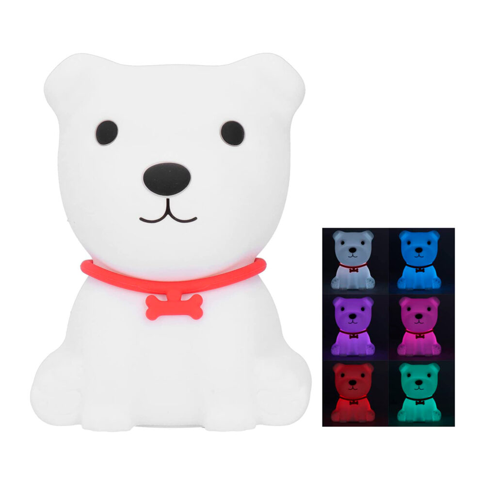 LÁMPARA LED DE SILICONA FORMA DE PERRITO COLOR BLANCO IMAGEN CASA