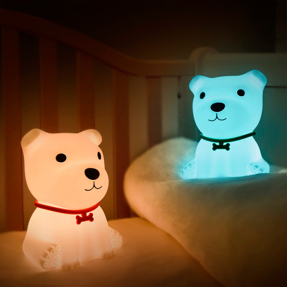 LÁMPARA LED DE SILICONA FORMA DE PERRITO COLOR BLANCO IMAGEN CASA