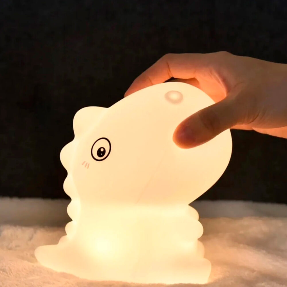LÁMPARA LED DE SILICONA FORMA DE DINOSAURIO COLOR BLANCO IMAGEN CASA