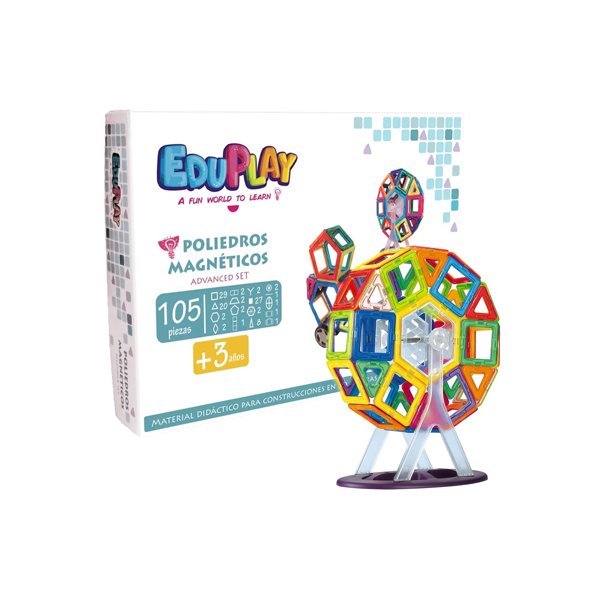 POLIEDROS MAGNÉTICOS SET DE EXTENSIÓN DE 62 PIEZAS EDUPLAY