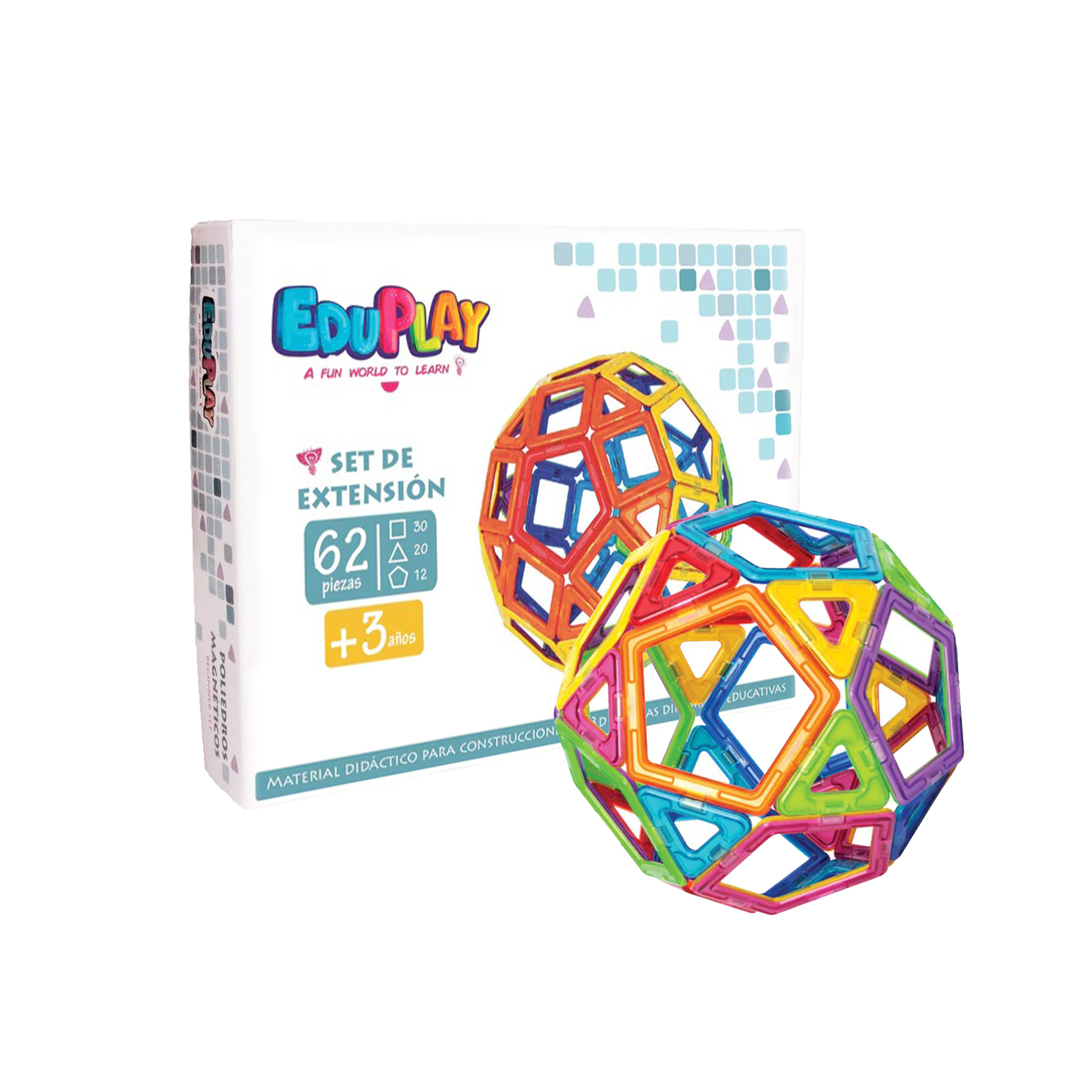 POLIEDROS MAGNÉTICOS SET DE EXTENSIÓN DE 62 PIEZAS EDUPLAY