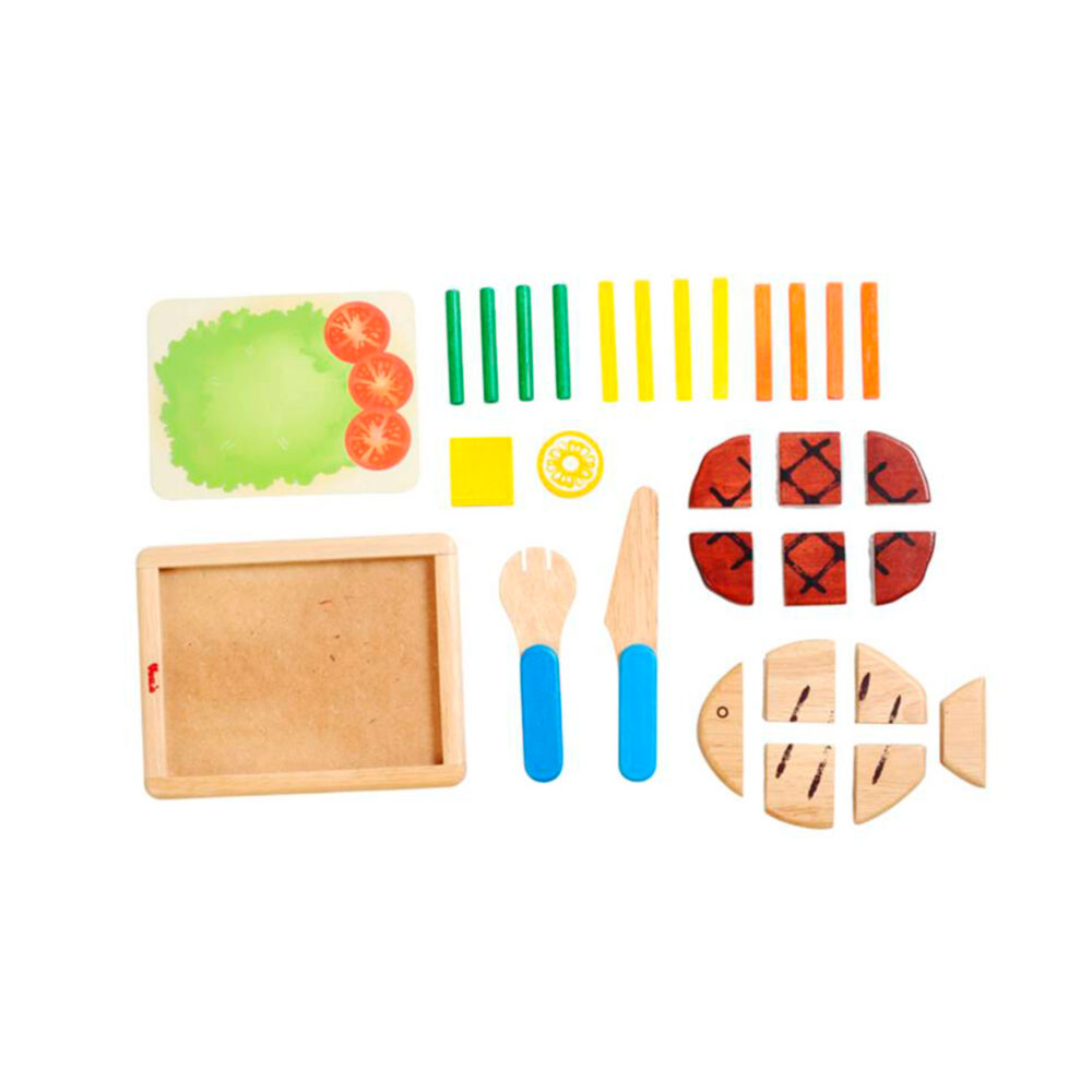 JUEGO PLATO PRINCIPAL DE MADERA VOILA