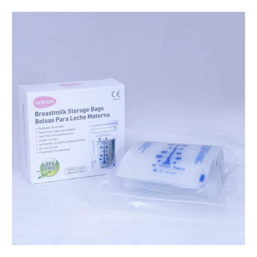 BOLSAS DE ALMACENAMIENTO PARA LECHE MATERNA 30 UNIDADES DE 210 ML UNIMOM
