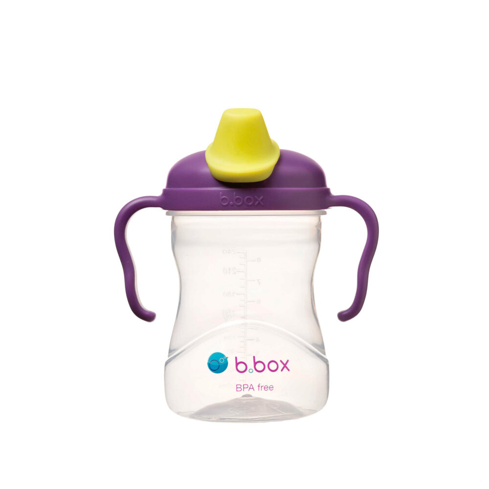 TAZA DE APRENDIZAJE TAPA CON PICO MODELO SPOUT CUP CON ASAS B.BOX - GRAPE