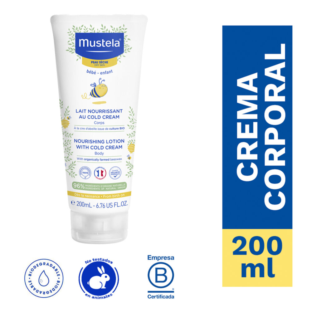 CREMA CORPORAL NUTRITIVA CON COLD CREAM Y CERA DE ABEJAS DE 200 ML MUSTELA