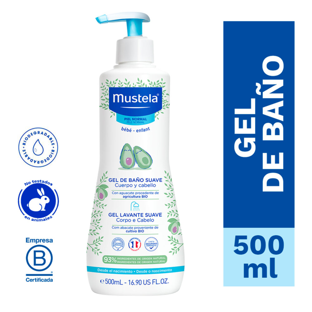 GEL DE BAÑO SUAVE PARA CABELLO Y CUERPO DE 500 ML MUSTELA