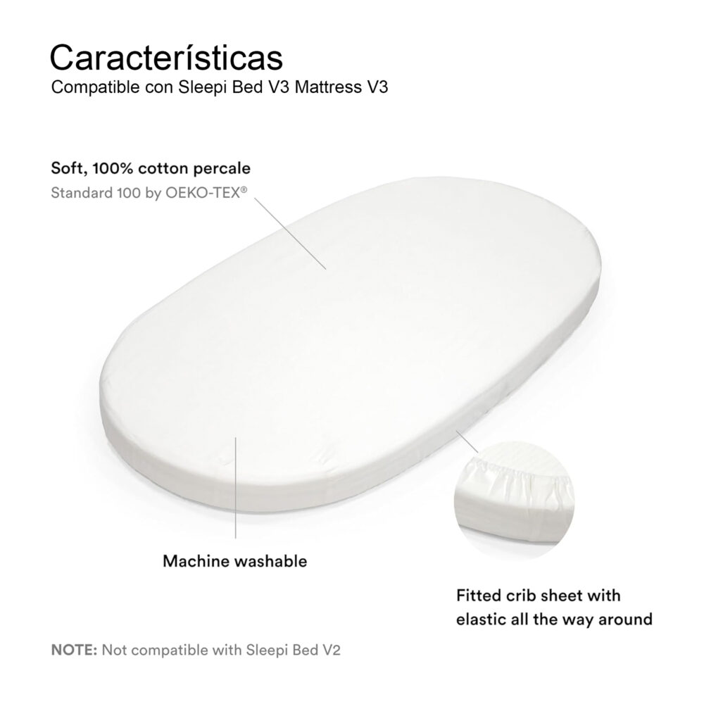 SÁBANA BAJERA DE ALGODÓN PARA CUNA SLEEPI V3 STOKKE