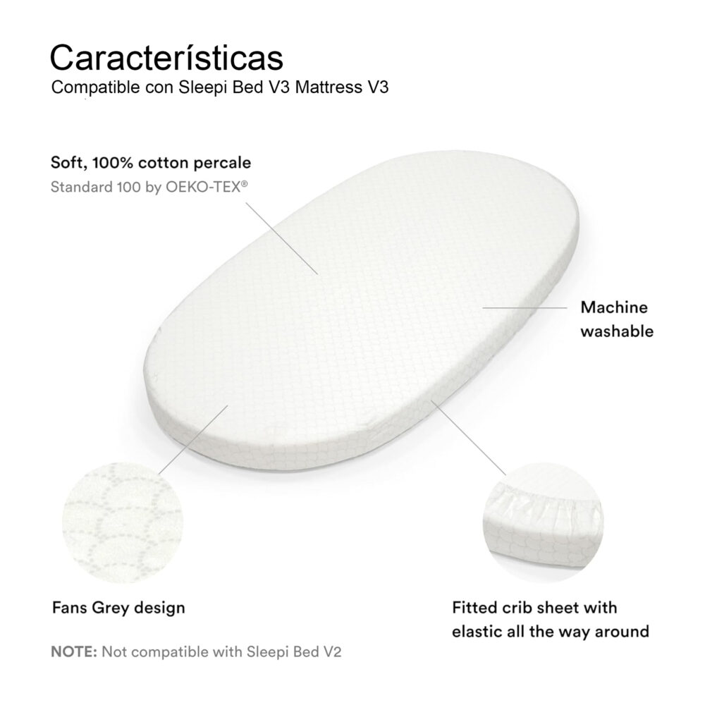 SÁBANA BAJERA DE ALGODÓN PARA CUNA SLEEPI V3 FANS GREY STOKKE