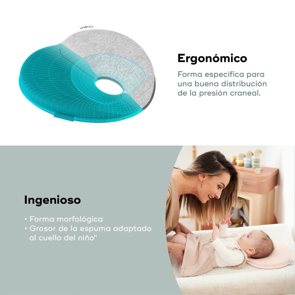 COJÍN ERGONÓMICO PARA BEBÉ LOVENEST FRESH SMOKEY BABYMOOV