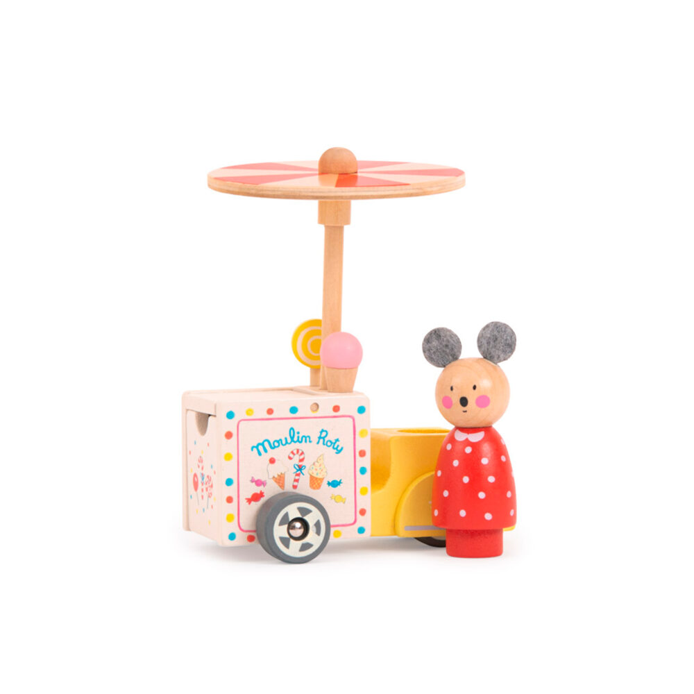 CARRO HELADERO DE MADERA 11 X 6 CM COLECCIÓN LA GRAN FAMILIA