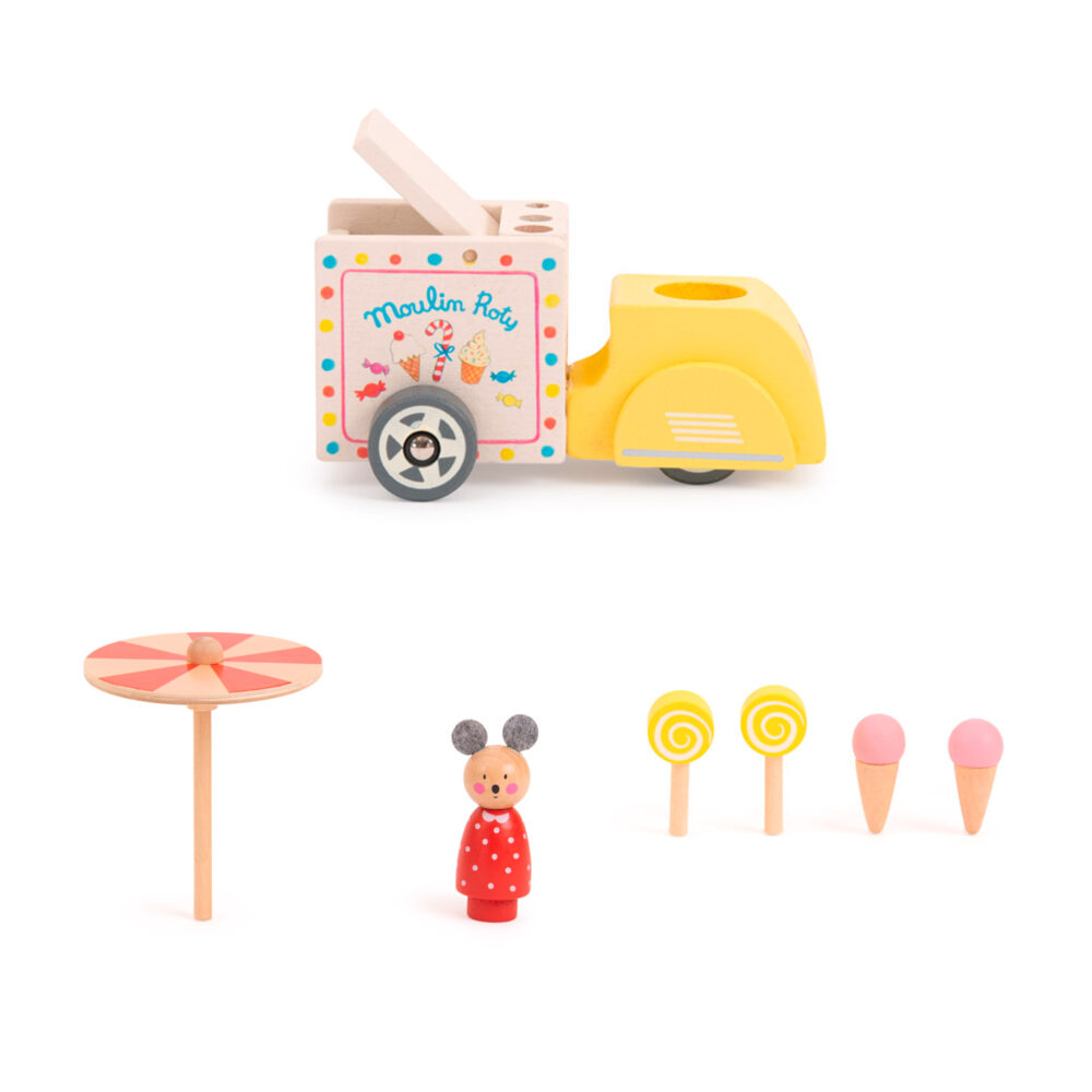 CARRO HELADERO DE MADERA 11 X 6 CM COLECCIÓN LA GRAN FAMILIA