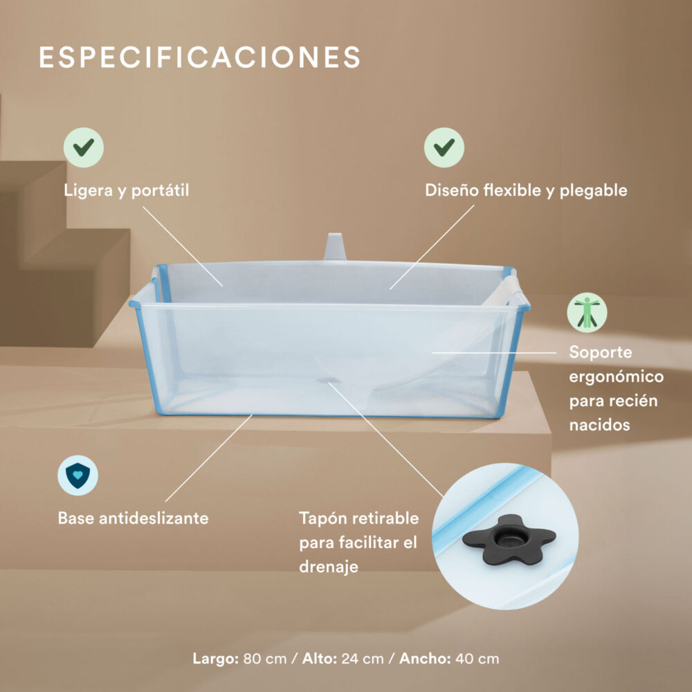 BUNDLE BAÑERA PLEGABLE FLEXIBATH XL + SOPORTE PARA RECIÉN NACIDO STOKKE