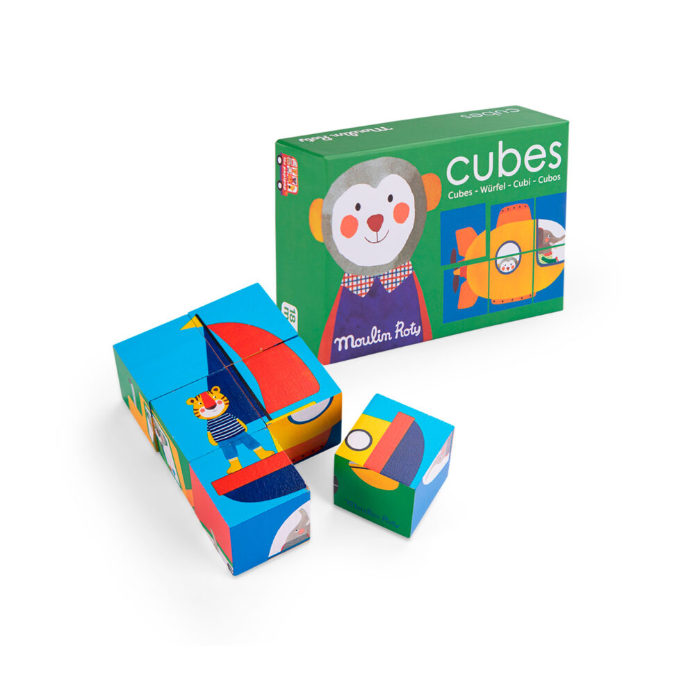 ROMPECABEZAS DE 6 CUBOS DE MADERA DE COLORES COLECCIÓN LES POPIPOP