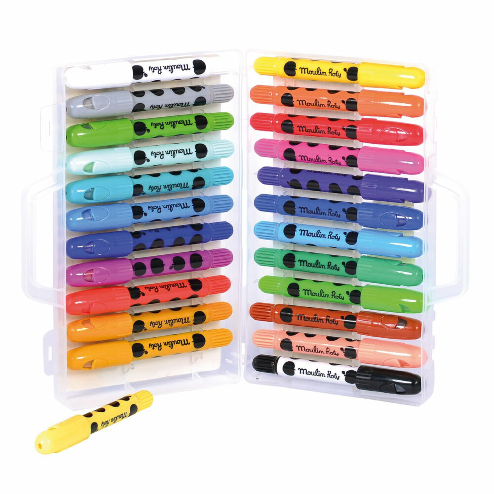 CAJA DE 24 CRAYOLAS DE CERA COLECCIÓN LES POPIPOP