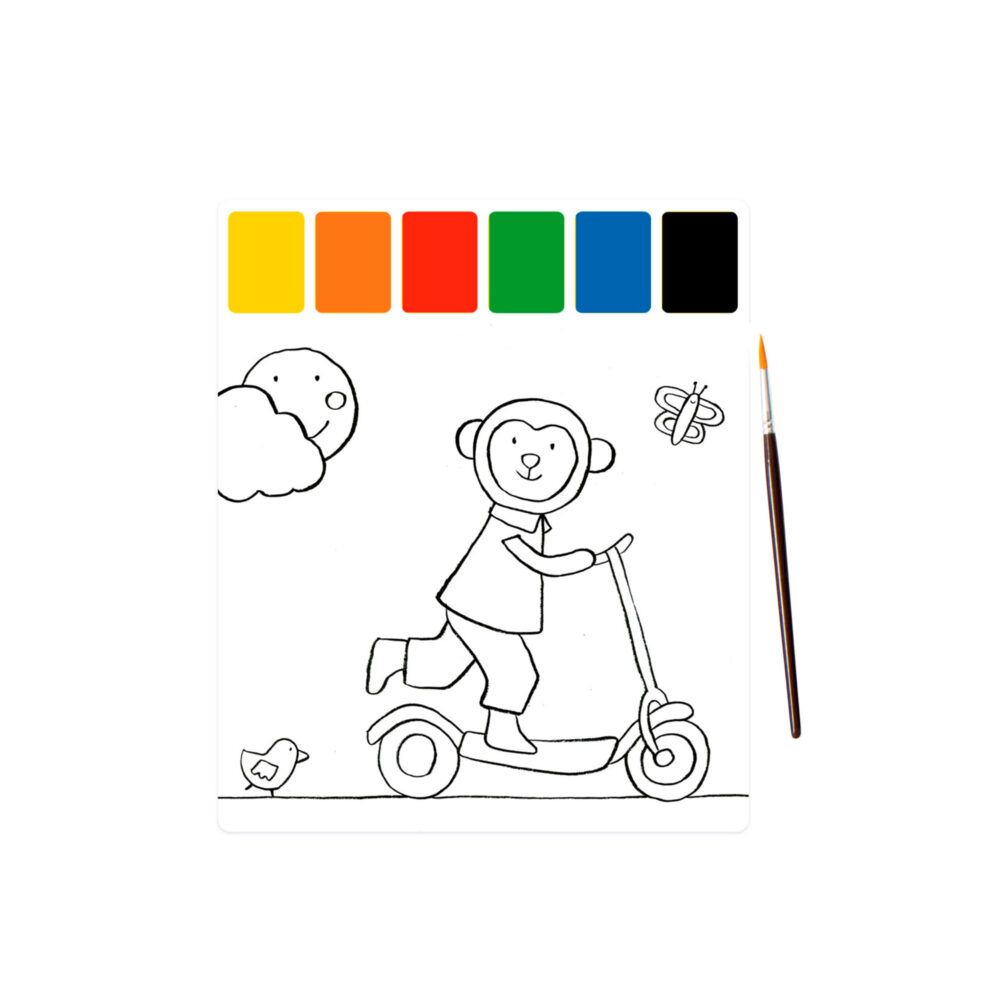 SET DE 10 DIBUJOS CON PALETA DE COLORES ACUARELA Y PINCEL COLECCIÓN LES POPIPOP