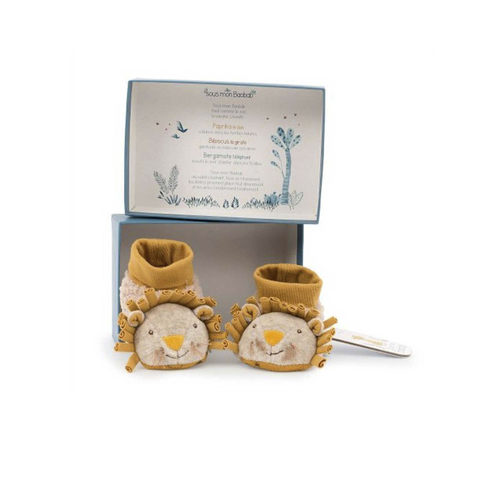 PATUCOS DE ALGODÓN LEÓN DE 0 A 6 MESES COLECCIÓN SOUS MON BAOBAB