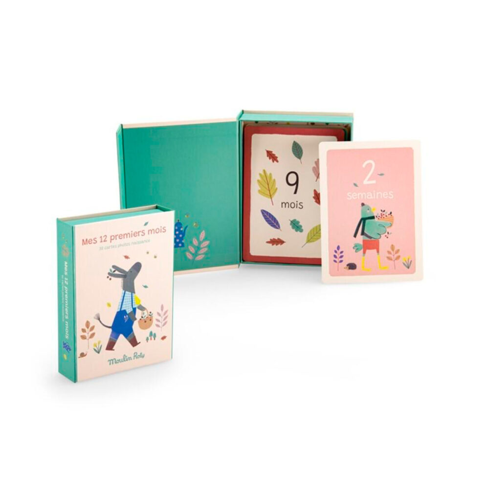 TARJETAS MIS PRIMEROS 12 MESES EN FRANCÉS COLECCIÓN POMME DES BOIS