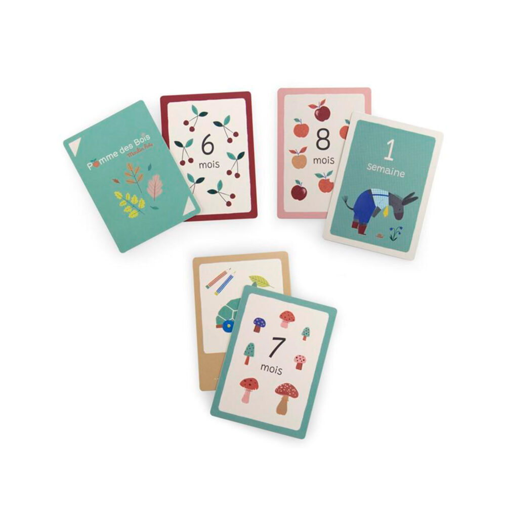 TARJETAS MIS PRIMEROS 12 MESES EN FRANCÉS COLECCIÓN POMME DES BOIS