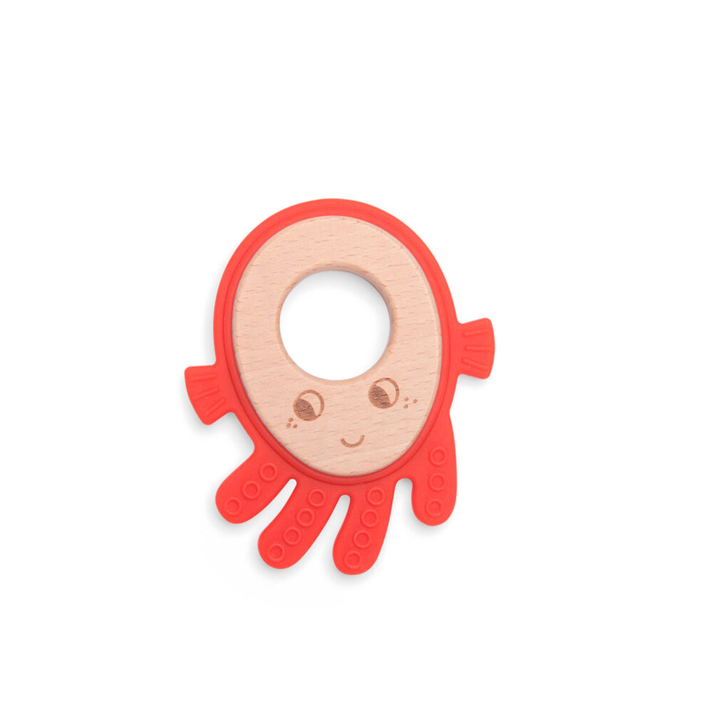 MORDEDOR DE MADERA Y SILICONA PULPO COLECCIÓN LAS AVENTURAS DE PAULIE