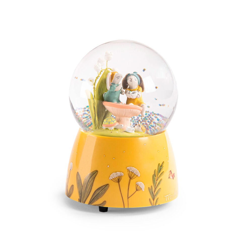 BOLA DE NIEVE DE RESINA MUSICAL COLECCIÓN TRES CONEJITOS