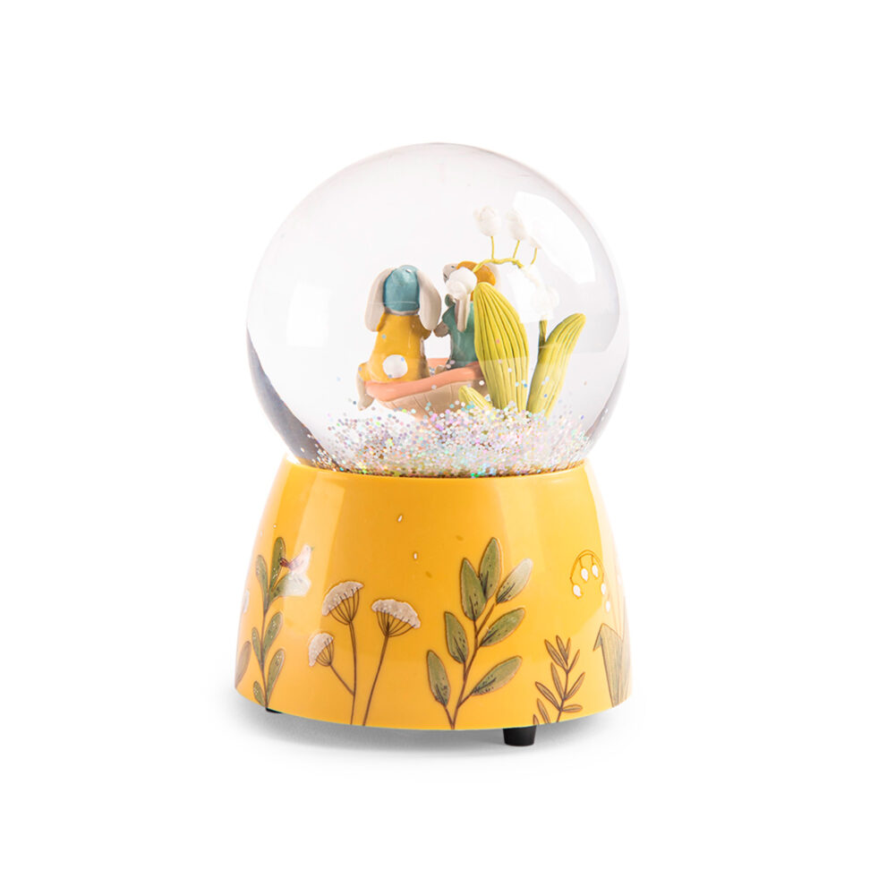 BOLA DE NIEVE DE RESINA MUSICAL COLECCIÓN TRES CONEJITOS