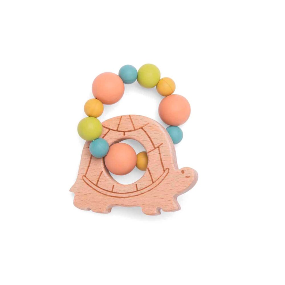 MORDEDOR DE MADERA Y SILICONA TORTUGA COLECCIÓN TRES CONEJITOS