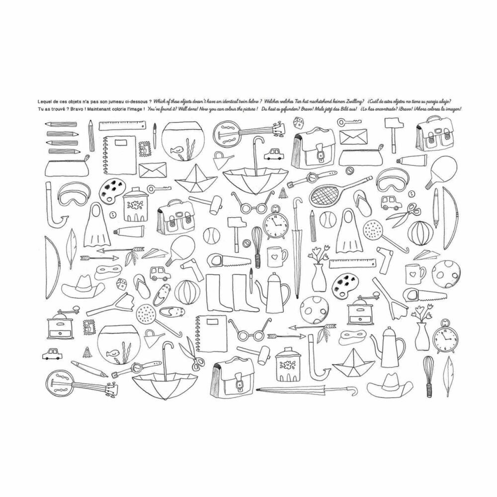 INDIVIDUALES PARA COLOREAR SURTIDO DE 40 HOJAS COLECCIÓN AUJOURD’HUI C’EST MERCREDI