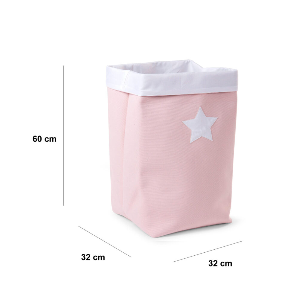 CESTA DE ALMACENAJE DE LONA 32 X 32 X 60 CM BLANCO ROSA CHILDHOME