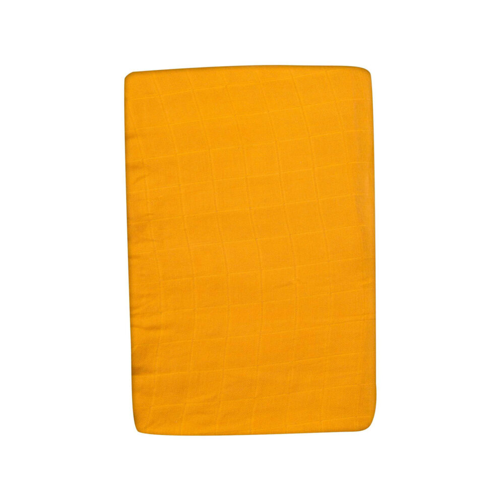 SÁBANA BAJERA DE ALGODÓN PARA CUNA 70 X 140 CM MOSTAZA COLECCIÓN LES MOUSTACHES