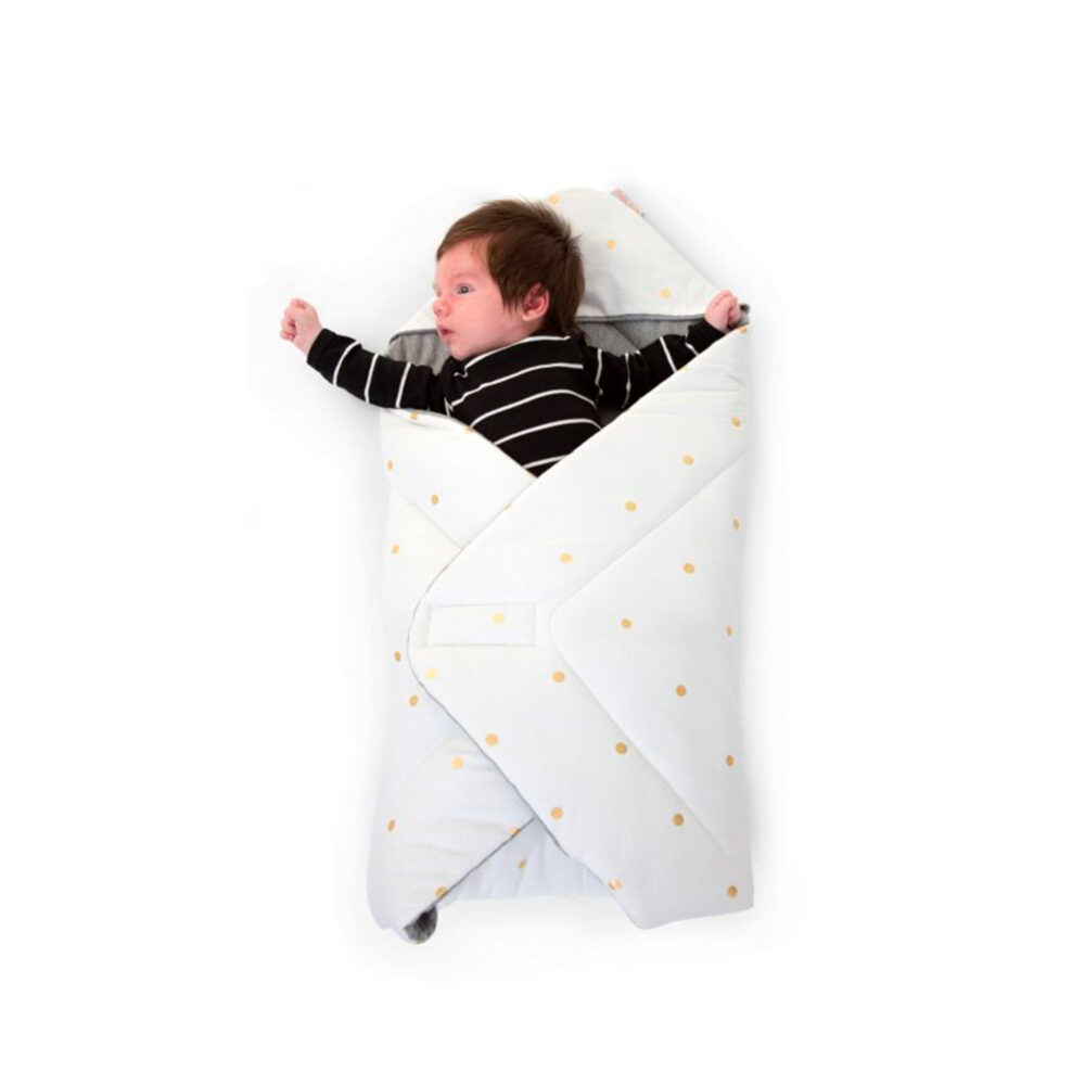 MANTA PARA BEBÉS ALGODÓN DE 75 X 75 CM CON LUNARES DORADOS CHILDHOME