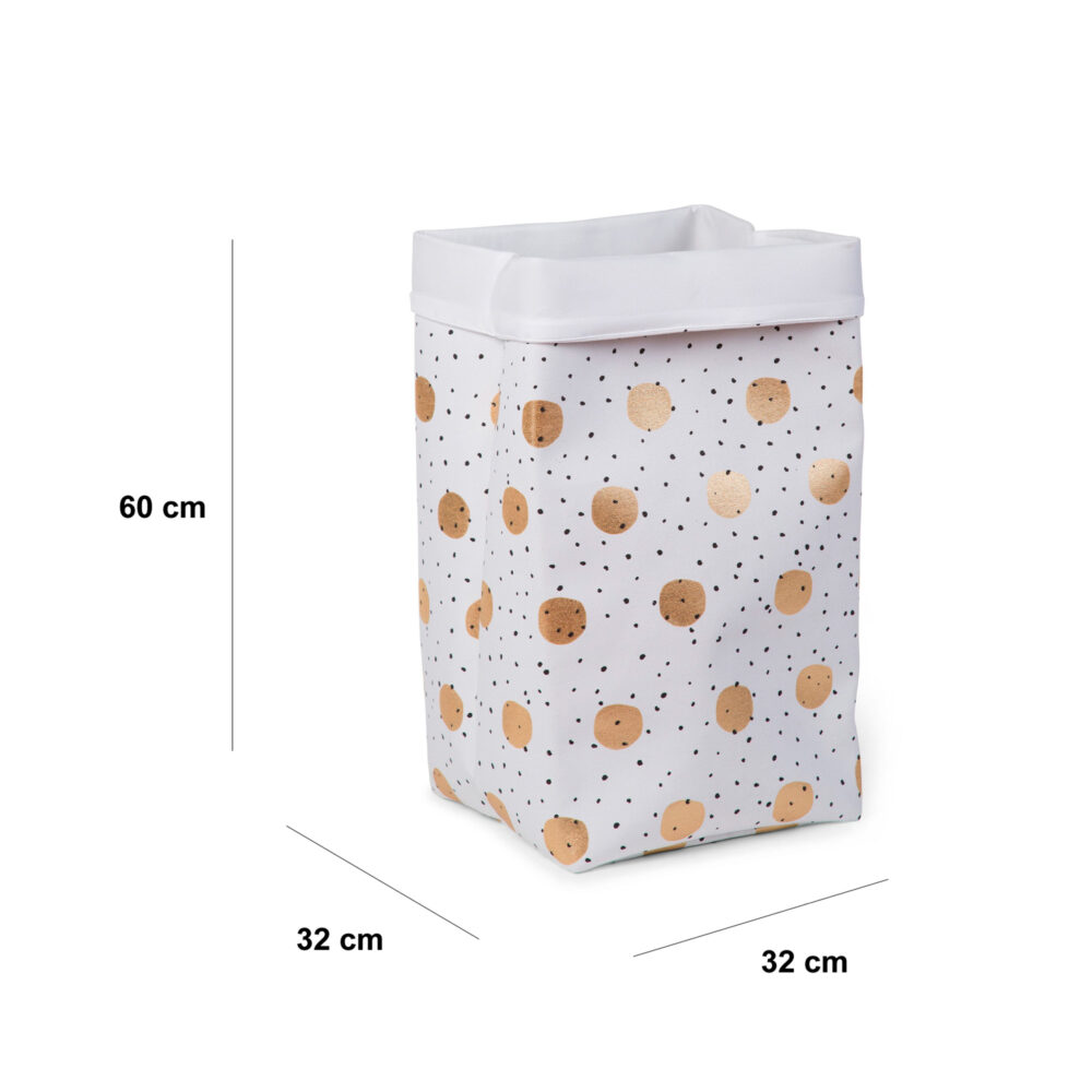CESTA DE ALMACENAJE DE LONA 32 X 32 X 60 CM PUNTOS DORADOS CHILDHOME