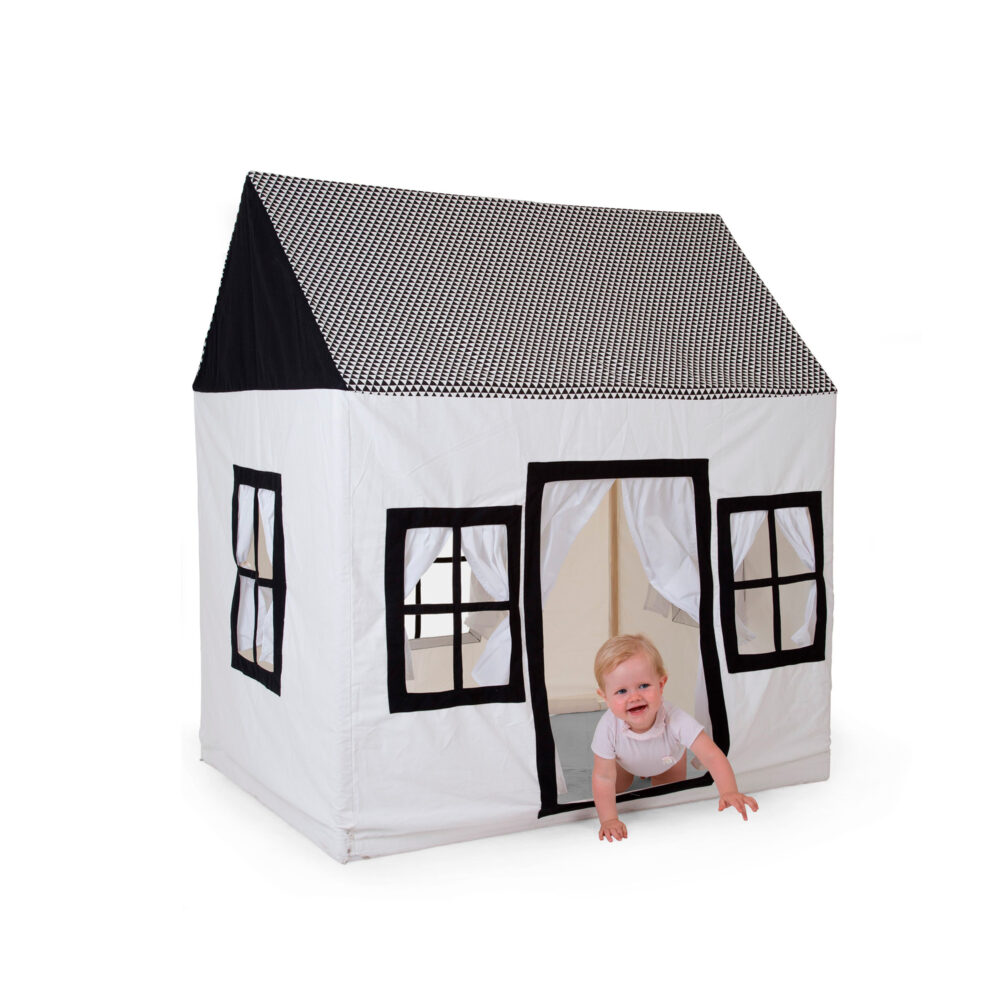 CASA DE JUEGOS GRANDE POLIÉSTER DE 125 X 95 X 145 CM BLANCO CON NEGRO CHILDHOME