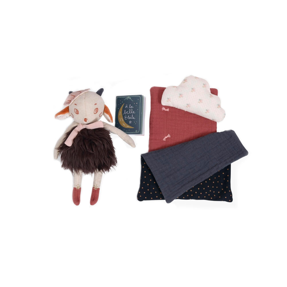 LIBRO DE RÉGLISSE CON PELUCHE DE OVEJA DULCES SUEÑOS COLECCIÓN APRES LA PLUIE