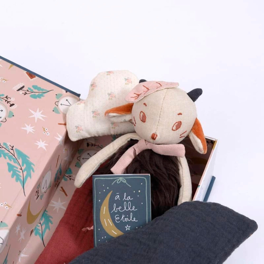 LIBRO DE RÉGLISSE CON PELUCHE DE OVEJA DULCES SUEÑOS COLECCIÓN APRES LA PLUIE