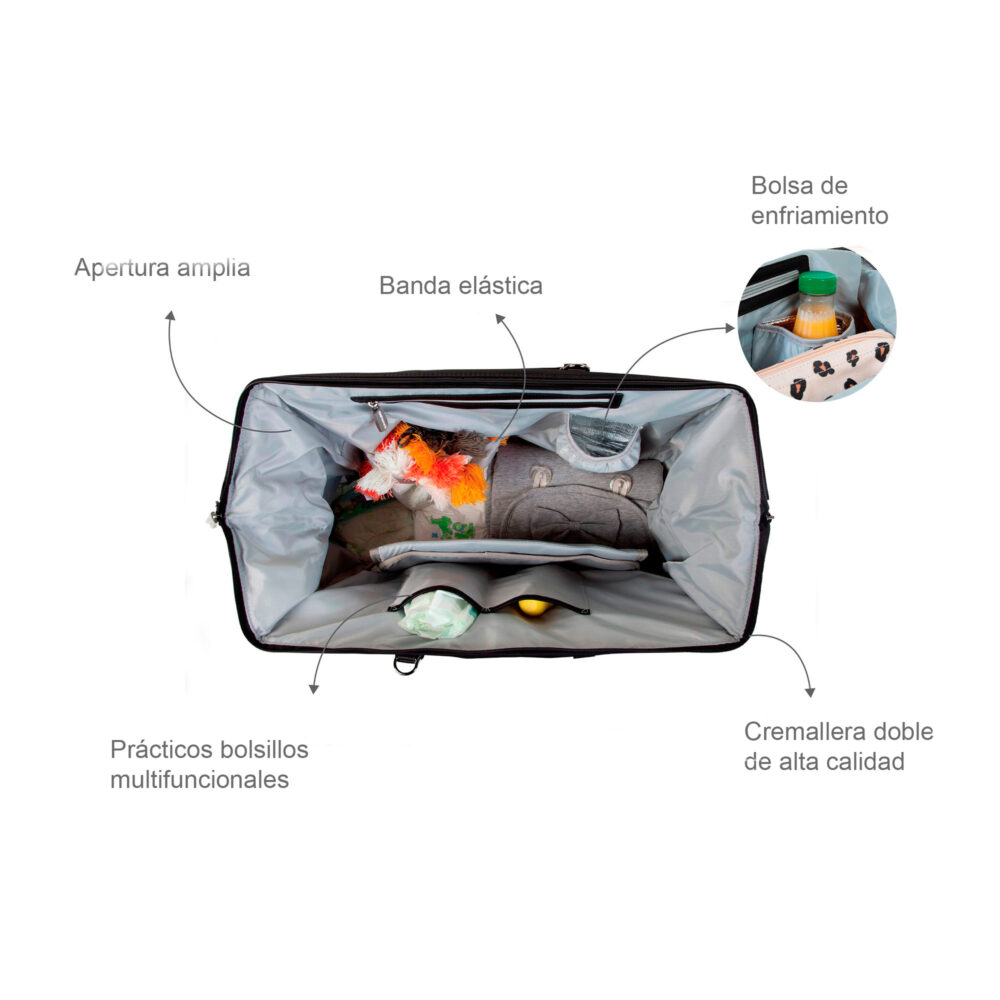 BOLSO CAMBIADOR MOMMY BAG DE 58 LITROS NEGRO ORO CHILDHOME