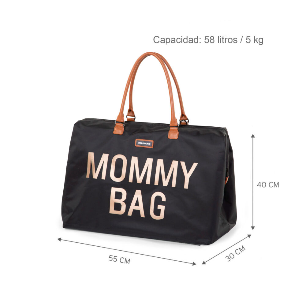 BOLSO CAMBIADOR MOMMY BAG DE 58 LITROS NEGRO ORO CHILDHOME