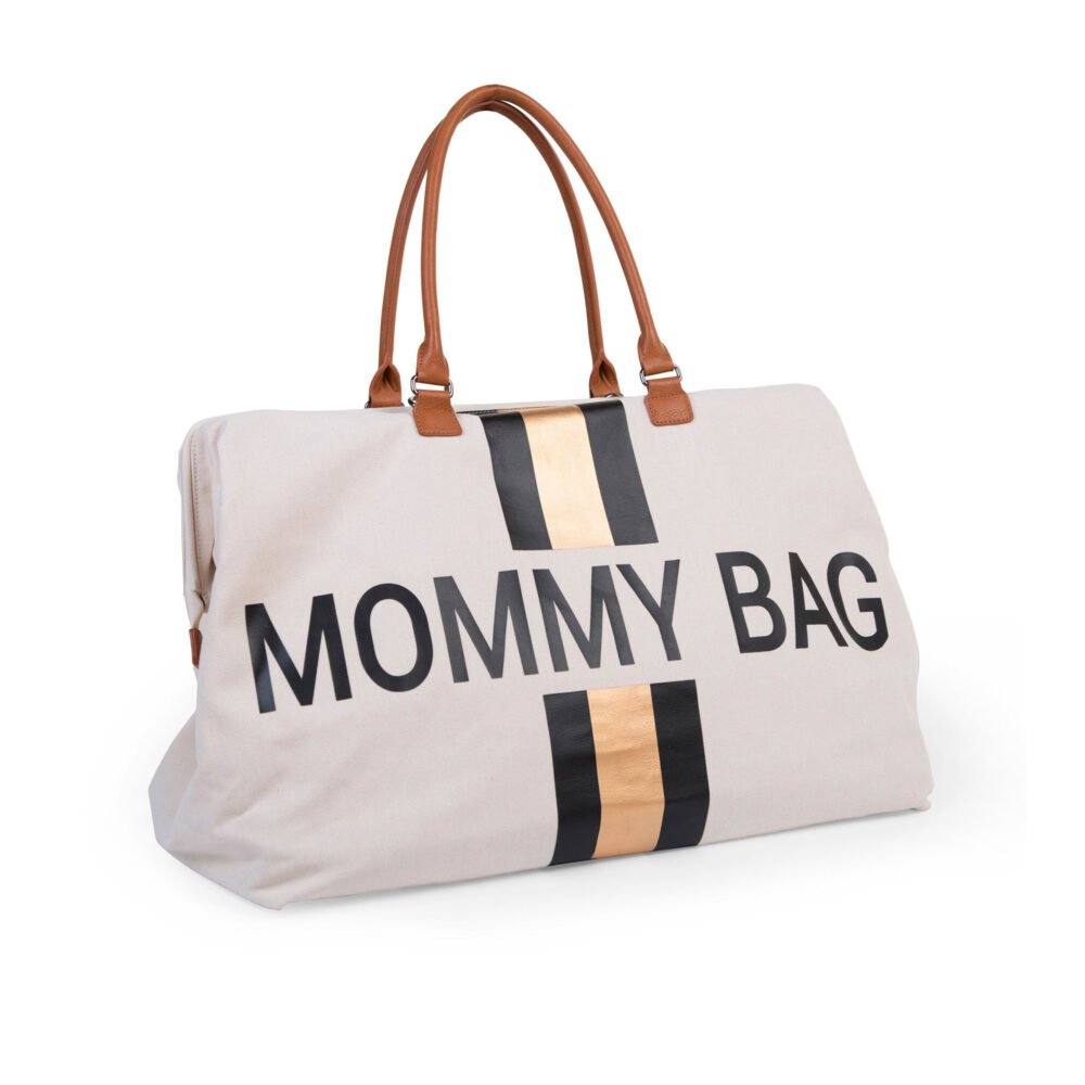 BOLSO CAMBIADOR MOMMY BAG DE 58 LITROS OFF WHITE STRIPES BLACK/GOLD CHILDHOME