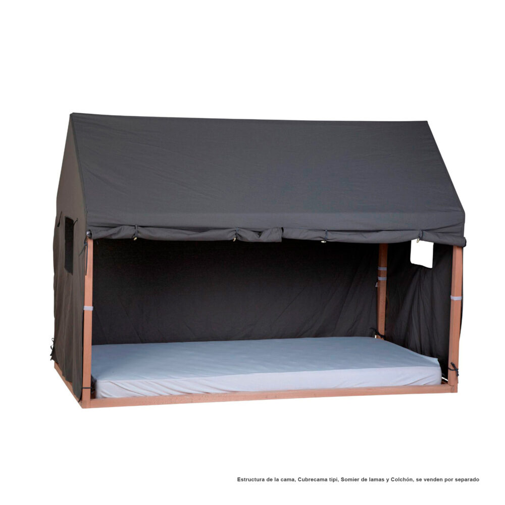 CUBIERTA DE ALGODÓN PARA CAMA ESTRUTURA DE CASA 200 X 90 CM GRIS CHILDHOME