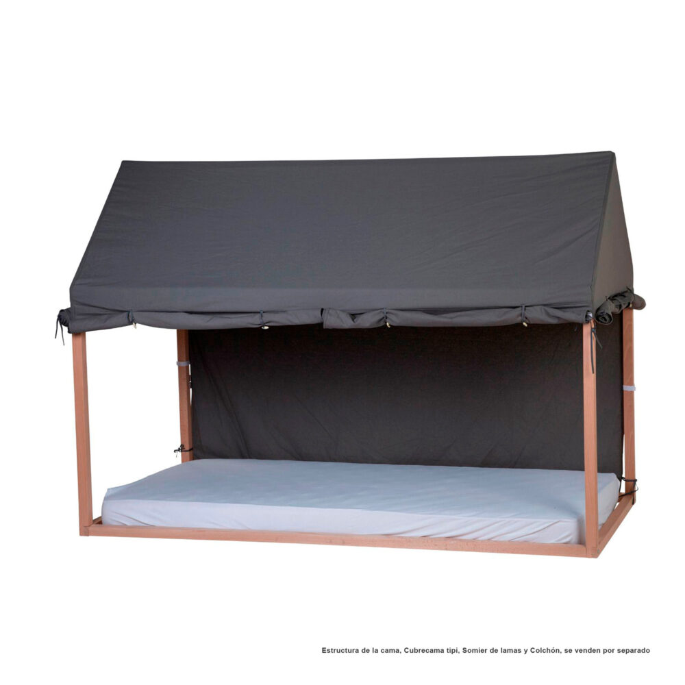 CUBIERTA DE ALGODÓN PARA CAMA ESTRUTURA DE CASA 200 X 90 CM GRIS CHILDHOME