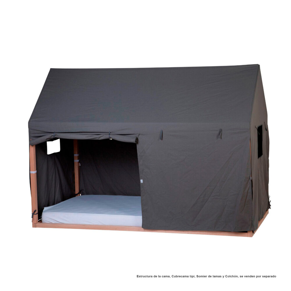 CUBIERTA DE ALGODÓN PARA CAMA ESTRUTURA DE CASA 200 X 90 CM GRIS CHILDHOME
