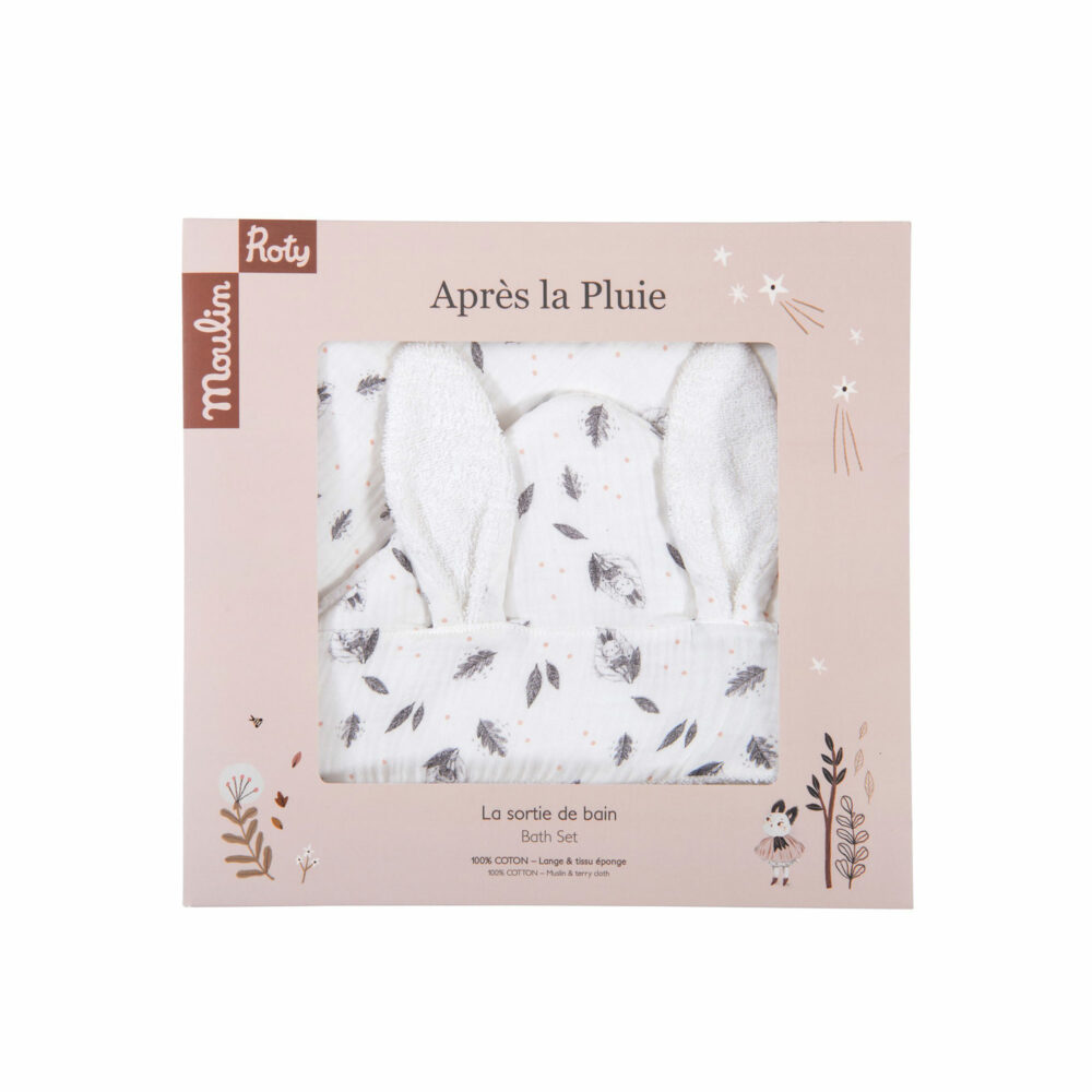 TOALLA DE BAÑO DE ALGODÓN CON CAPUCHA 80 X 80 CM COLECCIÓN APRES LA PLUIE