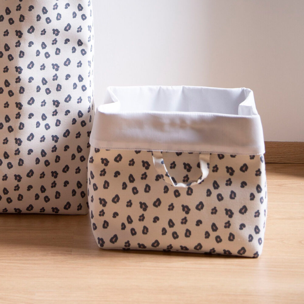 CESTA DE ALMACENAJE DE LONA 32 x 32 x 29 CM LEOPARDO BLANCO CHILDHOME