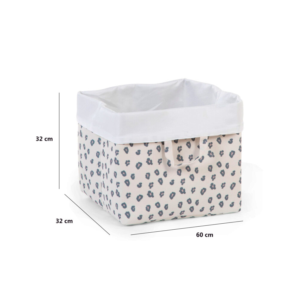 CESTA DE ALMACENAJE DE LONA 32 x 32 x 29 CM LEOPARDO BLANCO CHILDHOME