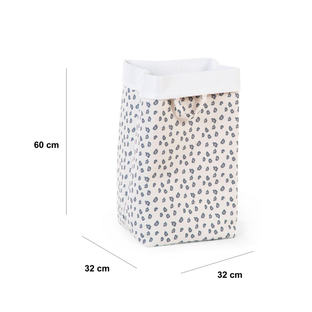 CESTA DE ALMACENAJE DE LONA 32 X 32 X 60 CM LEOPARDO BLANCO CHILDHOME