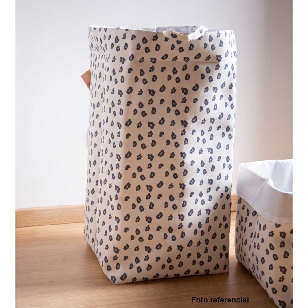 CESTA DE ALMACENAJE DE LONA 32 X 32 X 60 CM LEOPARDO BLANCO CHILDHOME