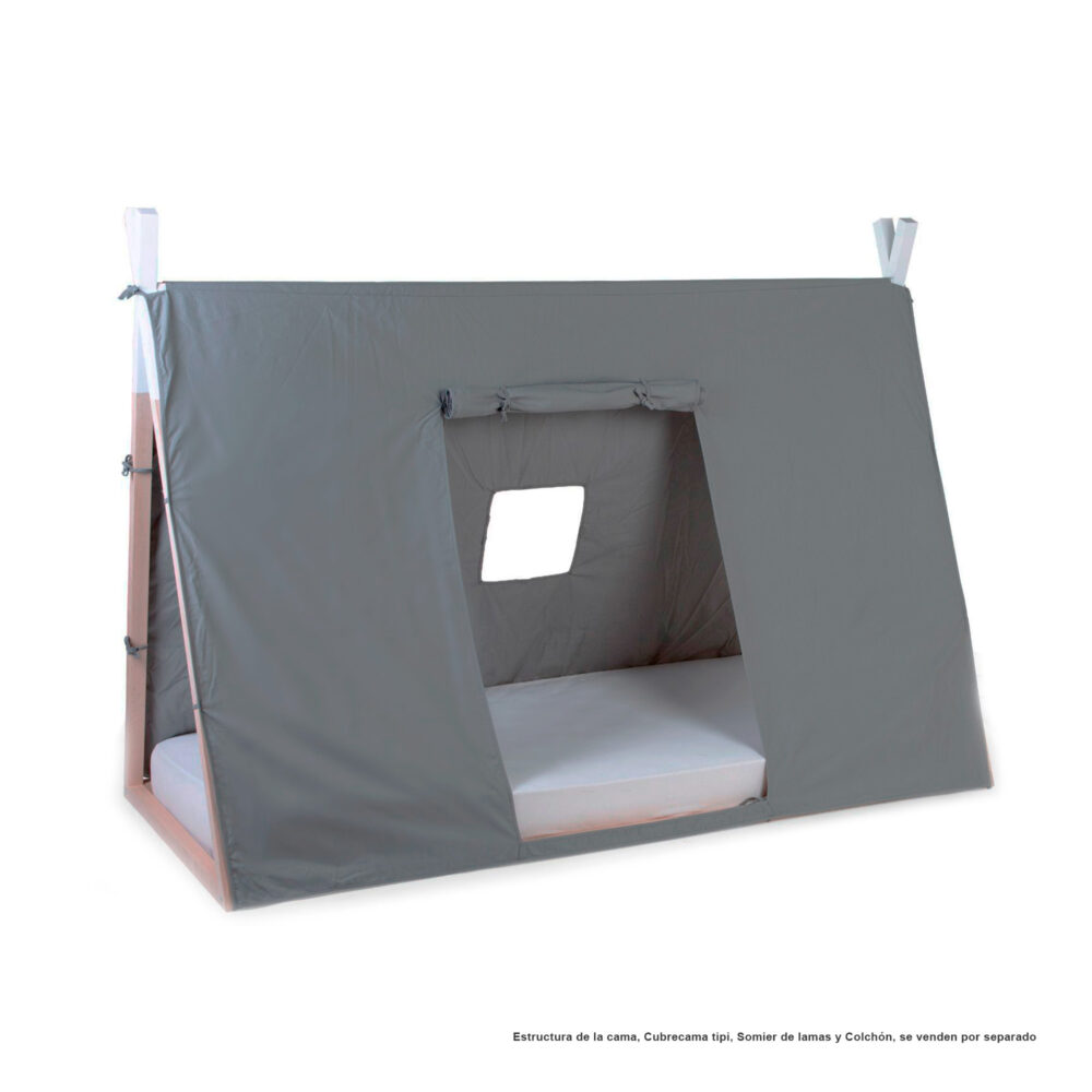 CUBIERTA DE ALGODÓN CAMA TIPI DE MADERA 200 X 90 CM COLOR GRIS CHILDHOME
