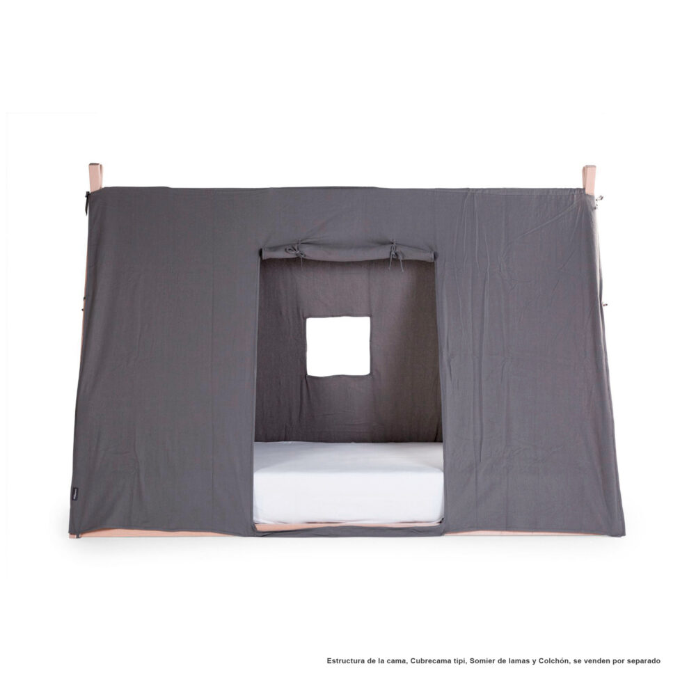 CUBIERTA DE ALGODÓN CAMA TIPI DE MADERA 200 X 90 CM COLOR GRIS CHILDHOME