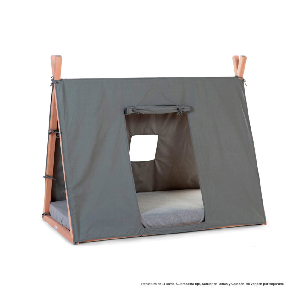 CUBIERTA DE ALGODÓN CAMA TIPI DE MADERA 140 X 70 CM COLOR GRIS CHILDHOME