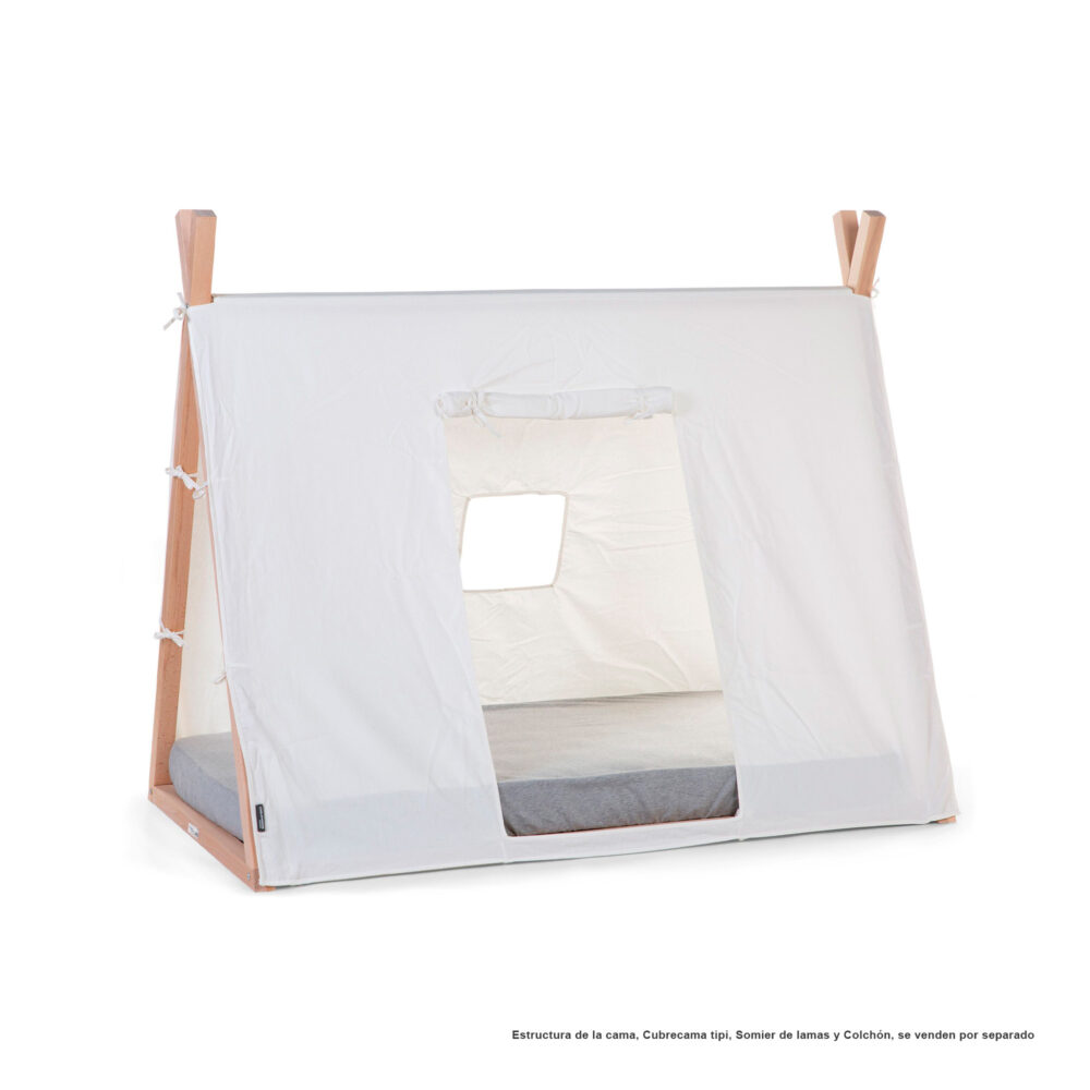 CUBIERTA DE ALGODÓN CAMA TIPI DE MADERA 140 X 70 CM COLOR BLANCO CHILDHOME